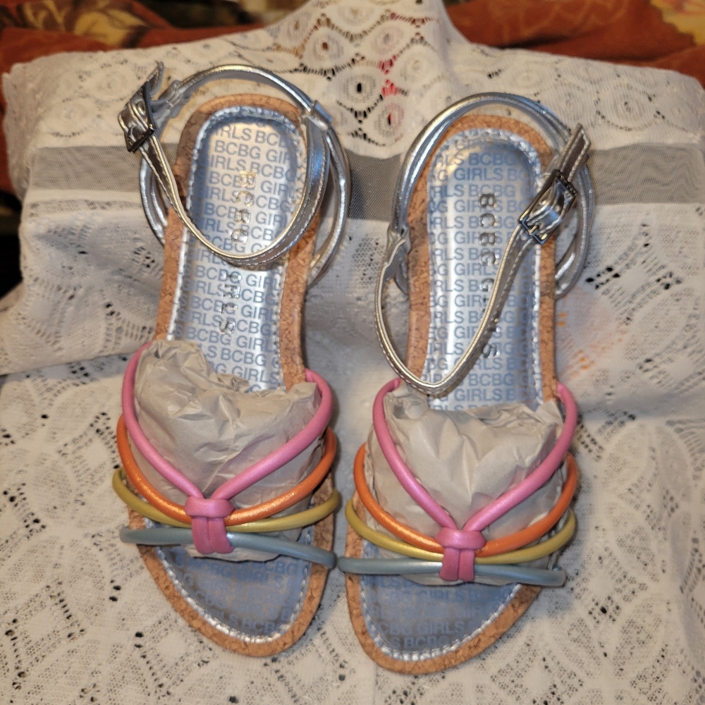 BCBG GIRLS Multicolor Strappy Sandals. NIB